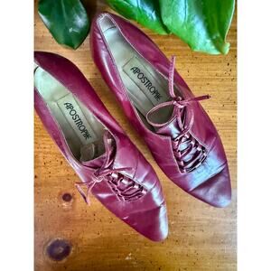 Vintage Nicole Burgundy Leather Lace Up Pointed Toe Heels Size 7 Brazil